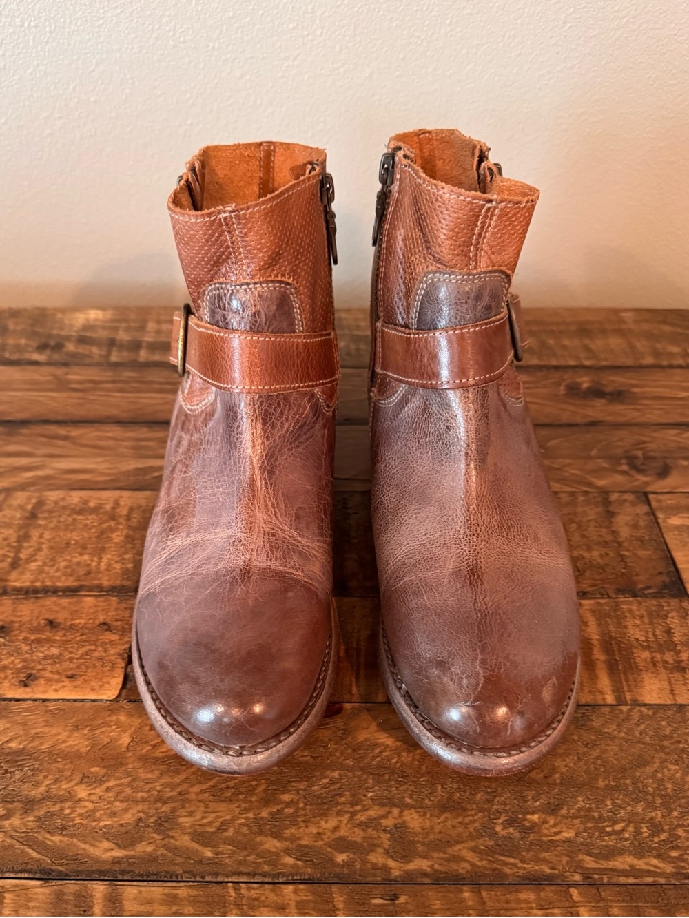 Bed Stu Becca Brown Leather Moto Ankle Boots with Buckle - Picture 4 of 13